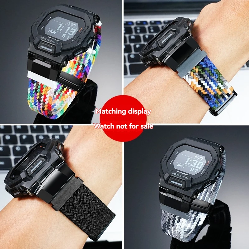 لساعة كاسيو GBD-200 - حزام نايلون مرن مع إبزيم مغناطيسي لسلسلة G-SHOCK GBD-200-1A/RD-4 - الملحقات الرياضية