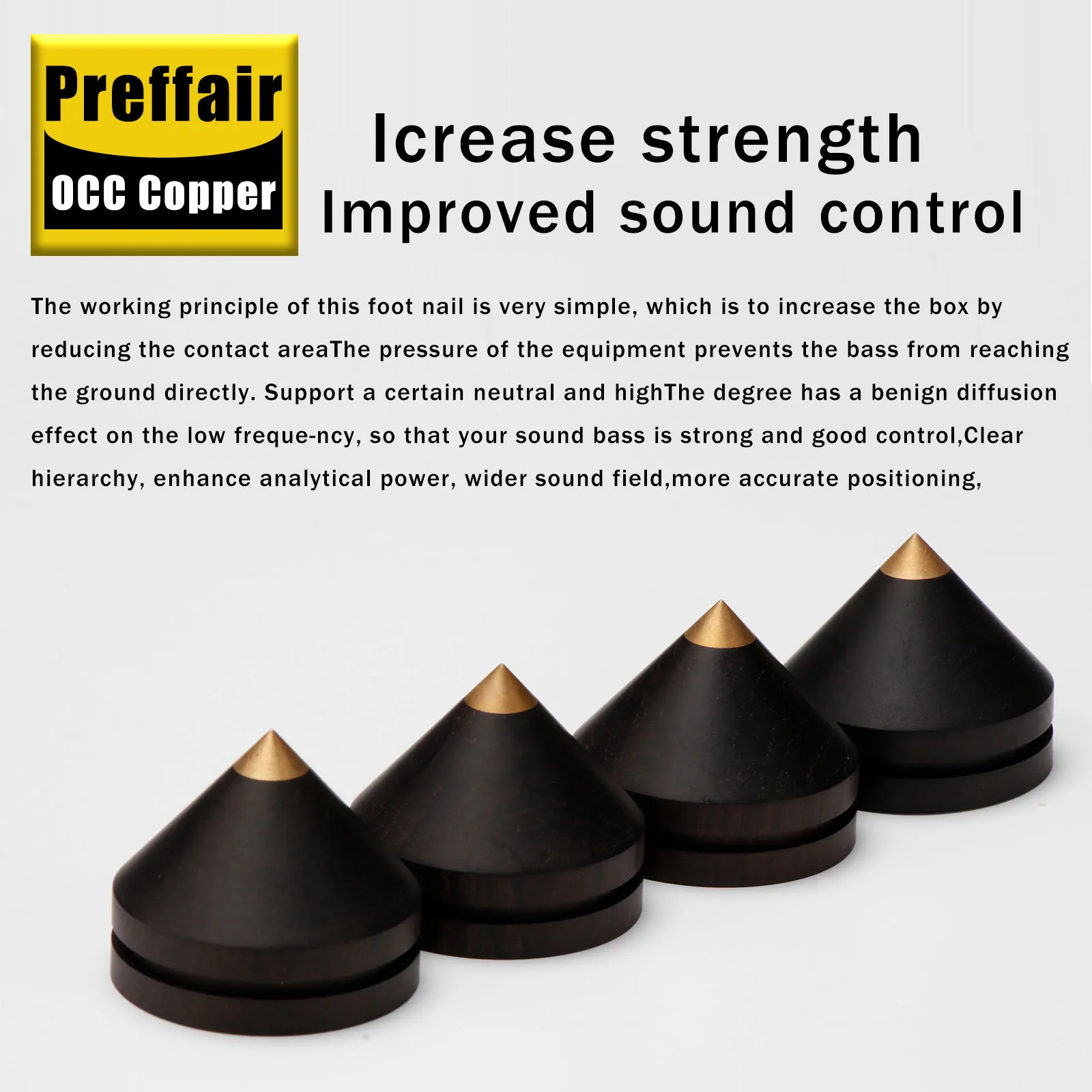 4 Stücke Ebenholz Lautsprecher Spike Pad Lautsprecher Verstärker Stoßfest Ständer Isolation Füße Basis Pad 33mm – Detail 6