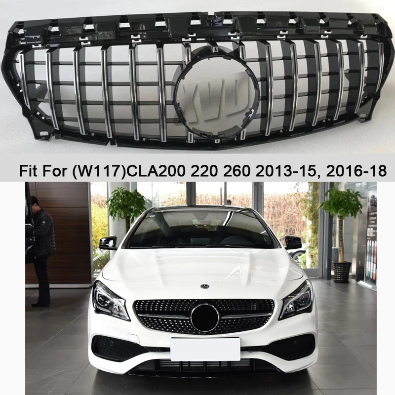 Front Hood Grille GT R  Racing Grill For Mercedes Benz CLA W117 2013-2019 Tuning Accessories Facelift Perfect Match