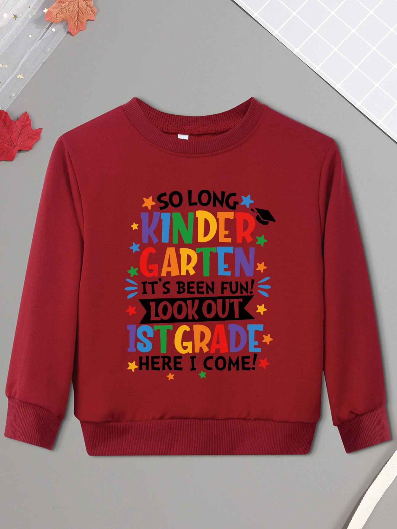 Trendy Pentagrams SO LONG KINDERGARTEN IT'S BEEN FUN! LOOK OUT 1ST GRADE HERE I COME! Print Kid Sweater Baby Boy Girl Sweatshirt