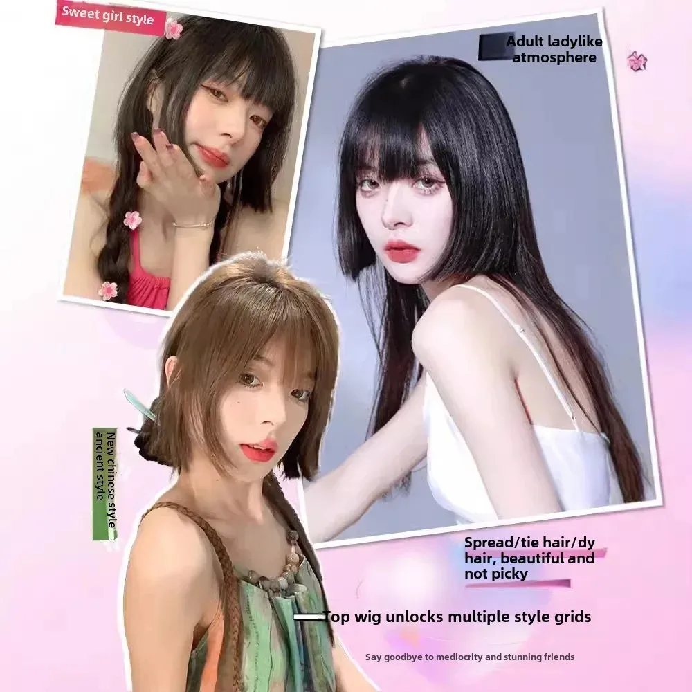 المرأة شعر طويل الألياف الزجاجية شعر مستعار التغطية الكاملة الأميرة قص النمط الياباني مستقيم الأسود الدانتيل الجبهة الباروكات لوليتا سكينين 2026 #4