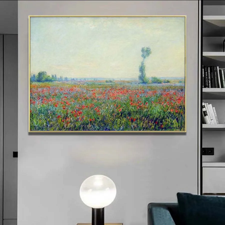 

Canvas Oil Painting Wall Pictures for Living Room, dining room, flower painting reproduction of Poppy Field by Claude Monet