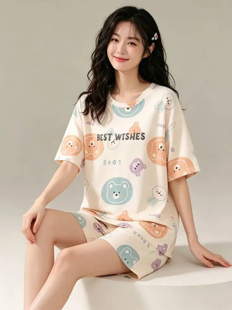 Sleepwear Set Women Short Pajamas for Women Women's Summer Pajamas Pajama Sets Pijama Woman Home Wear Panties Sleep Lounge