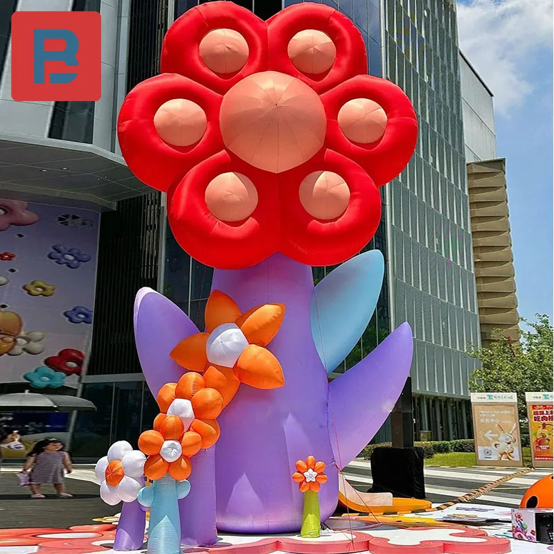 Inflatable cartoon cute flower combination gas model theme park lighting atmosphere layout program planning activities