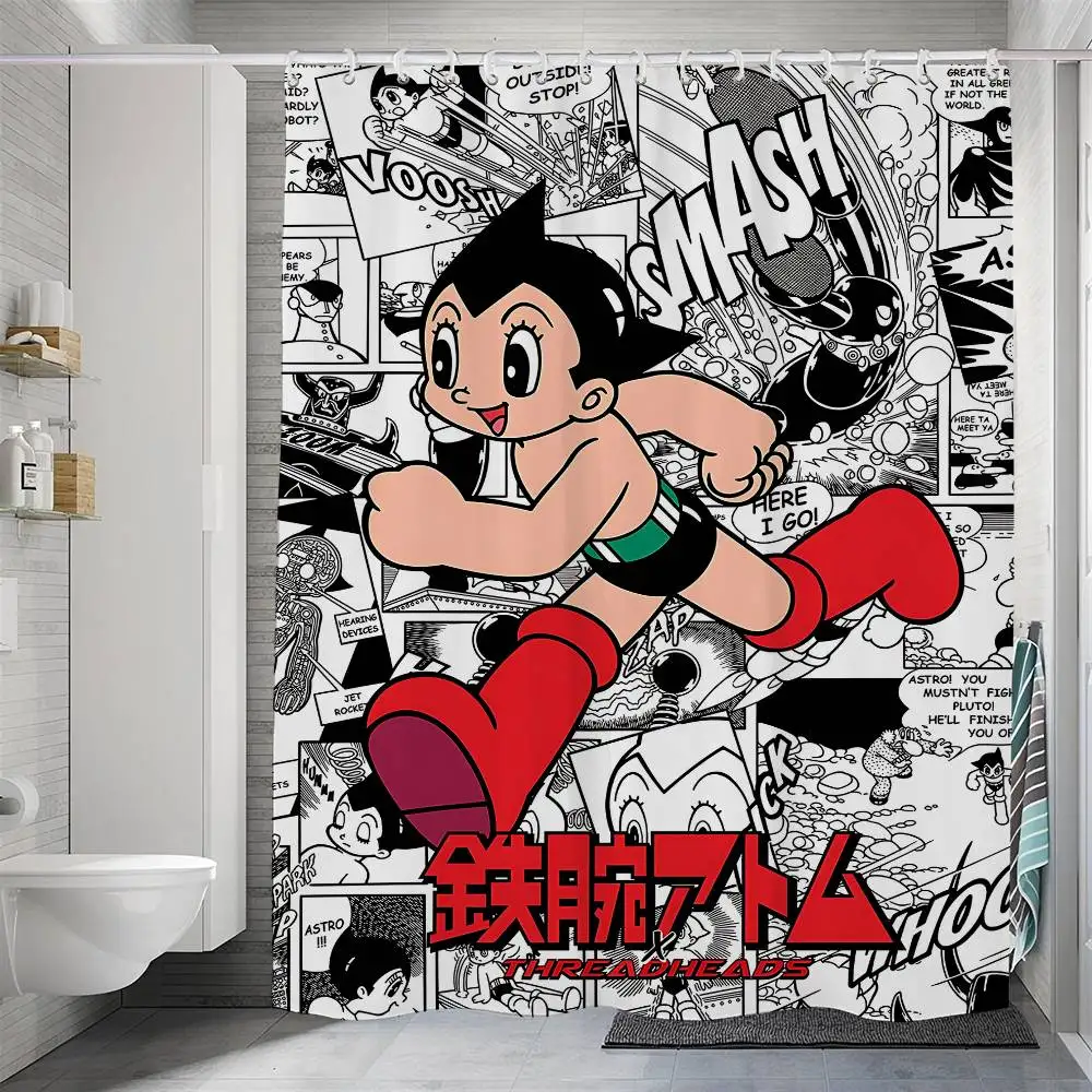 Astro Boys Poster Movies Pattern Bathing Curtain Bathroom Shower Curtain Waterproof With 12 Hooks Home Deco
