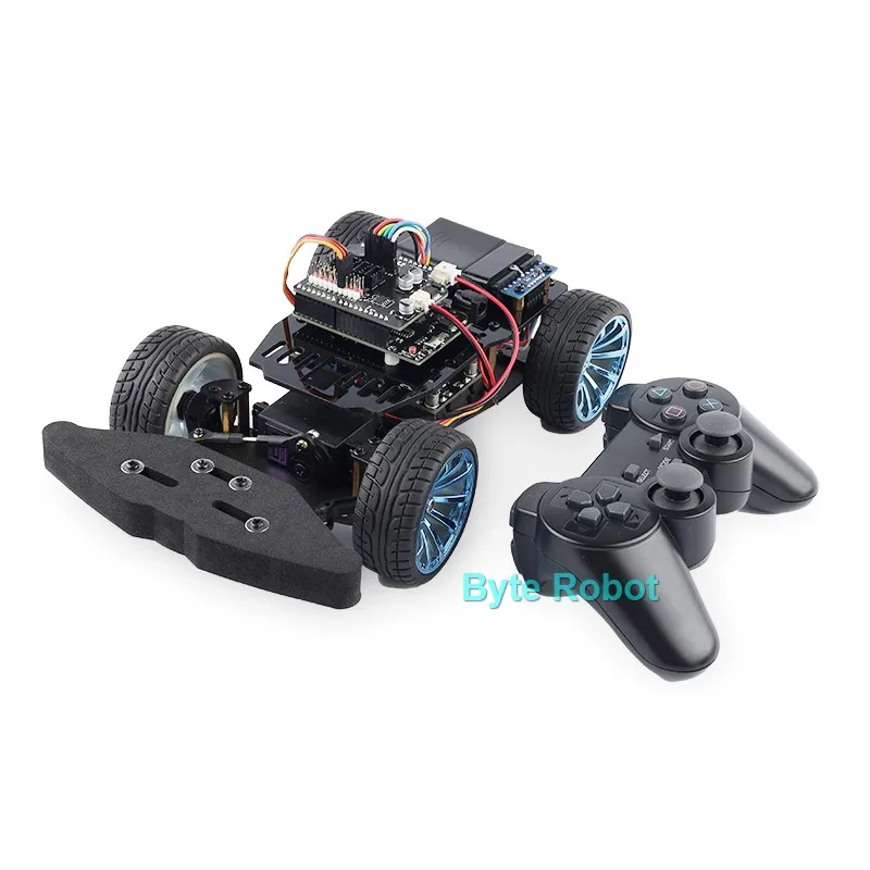 4WD Robot Car Ackerman Trolley MG996 Servo Steering Metal Chassis For Arduino Robot DIY Kit Ps2 Handle UNO Programmable Robot