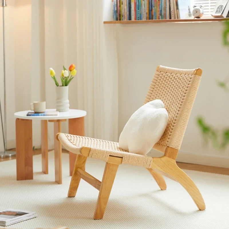 Chaise de Lecture Pliante en Rotin, Design en Bois, Mobilier Nordique Confortable au Sol, pour délégations