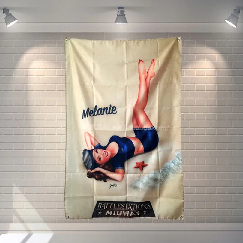 "Melanie" Rock Band Hanging Art Waterproof Cloth Polyester Fabric 56X36 inches Flags banner Bar Cafe Hotel Decor
