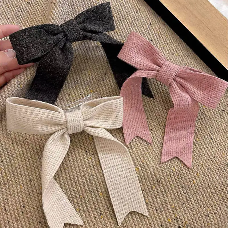 Koreanische Gestrickte Woolen Bogen Haar Clips Frühling Clips Frauen Temperament Barrettes Weibliche Party Haarnadeln Haar Schmücken Zubehör – Detail 4