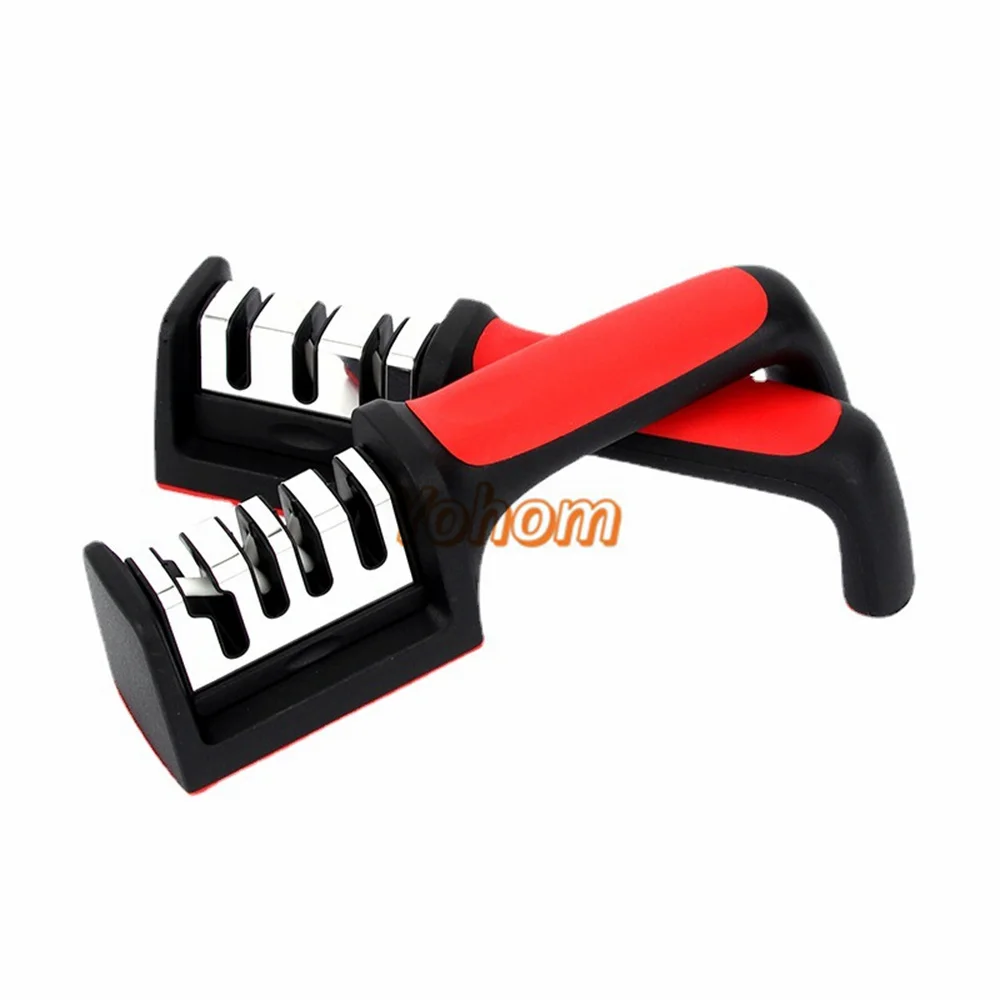 Manual PP Plastic Nonslip Handle Sharpening Stone  Professional Sharp Blades 3 or 4 Stage Scissor Knife Sharpener Pocket Pal