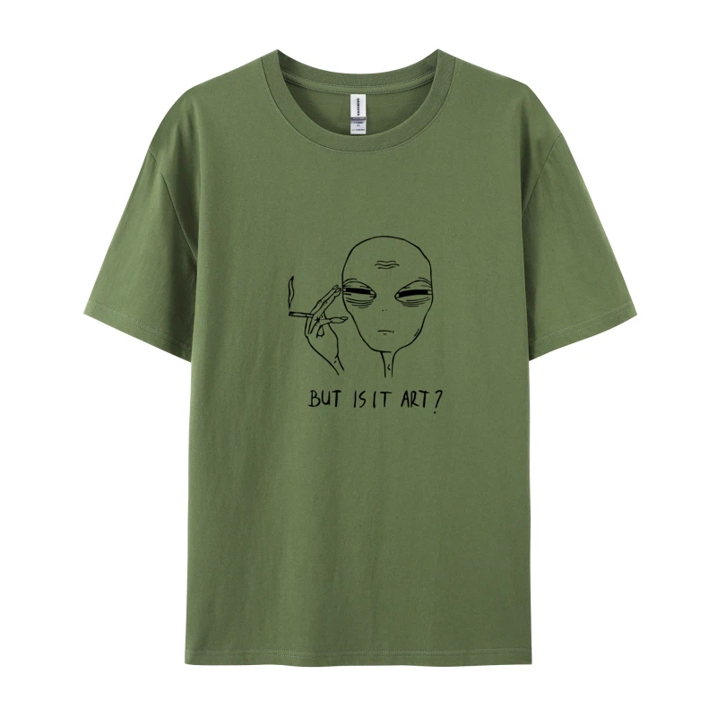 Inspiration The Alien Is Thinking But Is It Far Funny Cotton T-Shirt Men Crew Neck T-Shirt Print Clothing Shirt Drop Shipping