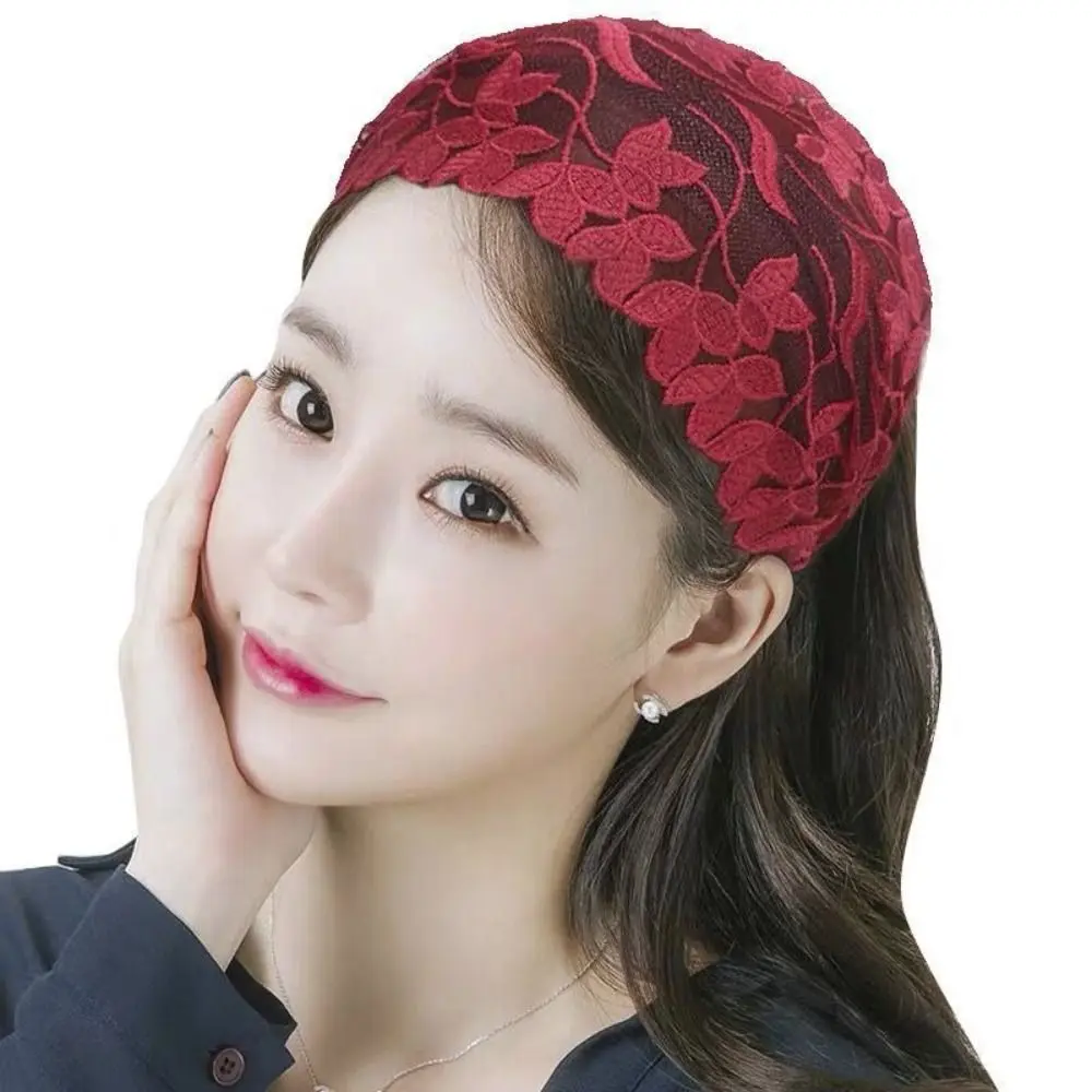 

Trendy Flower Lace Headband Embroidery Mesh Mother Hair Hoop Wide Side Tooth Korean Head Wrap Wash Face