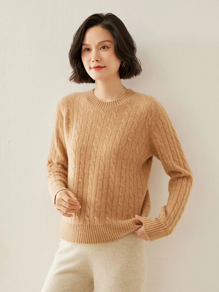 

Addonee Autumn Winter Women Cashmere Sweater O-Neck Long Sleeve Pullover 100% Cashmere Knitwear Thick Soft Basic Clothing Tops