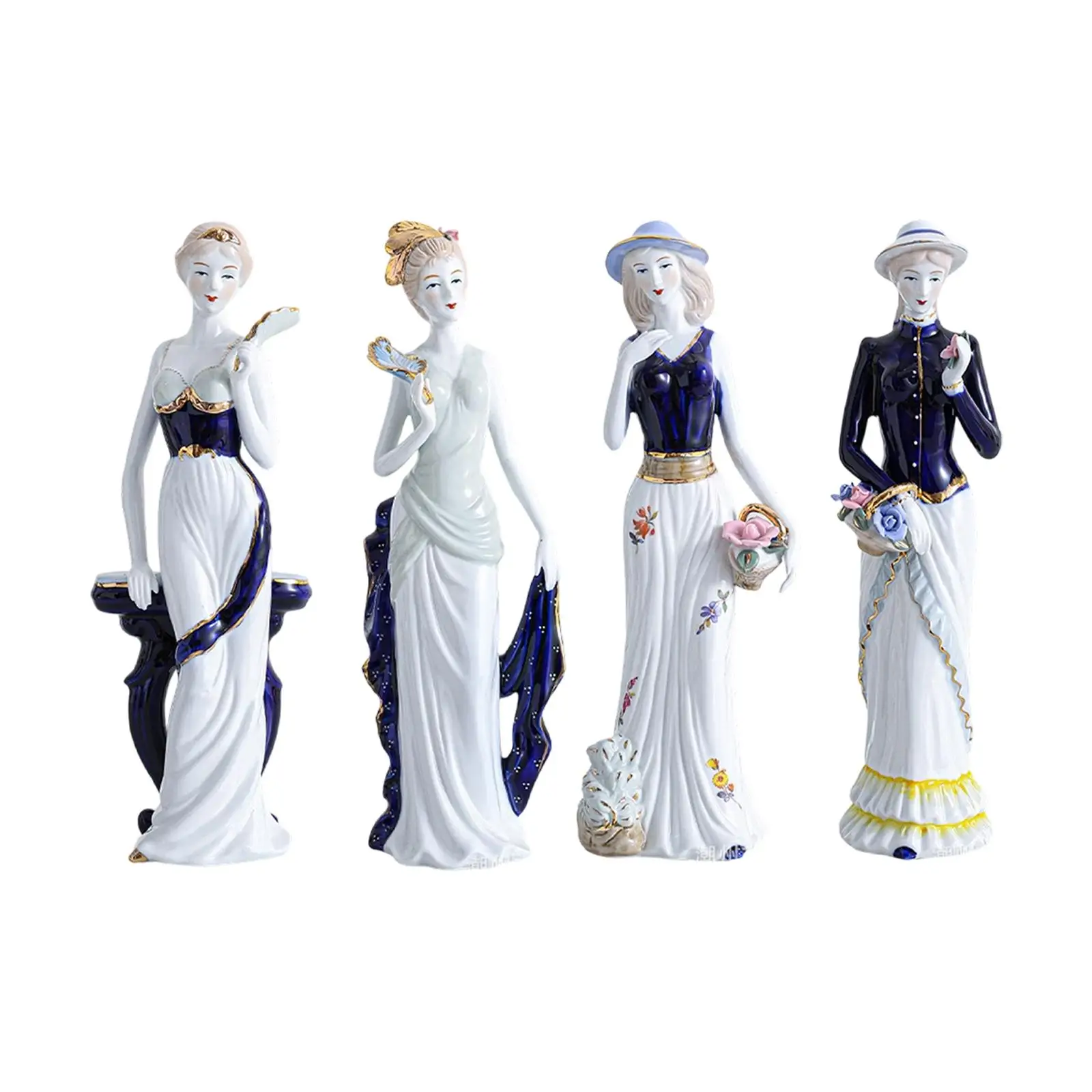 Ceramic Girl Statue Collectible Crafts Lady Figurine Sculpture Ornament for Fireplace Bookshelf Living Room Desk Bedroom view 3