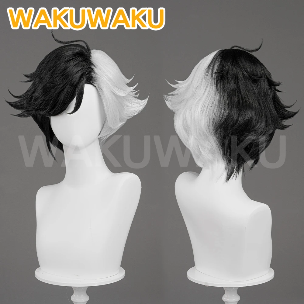 Luna Snow Wig Game Cosplay Wig WakuWaku Women 35cm Black White Short Hair Luna Snow Cosplay Free Wig Cap