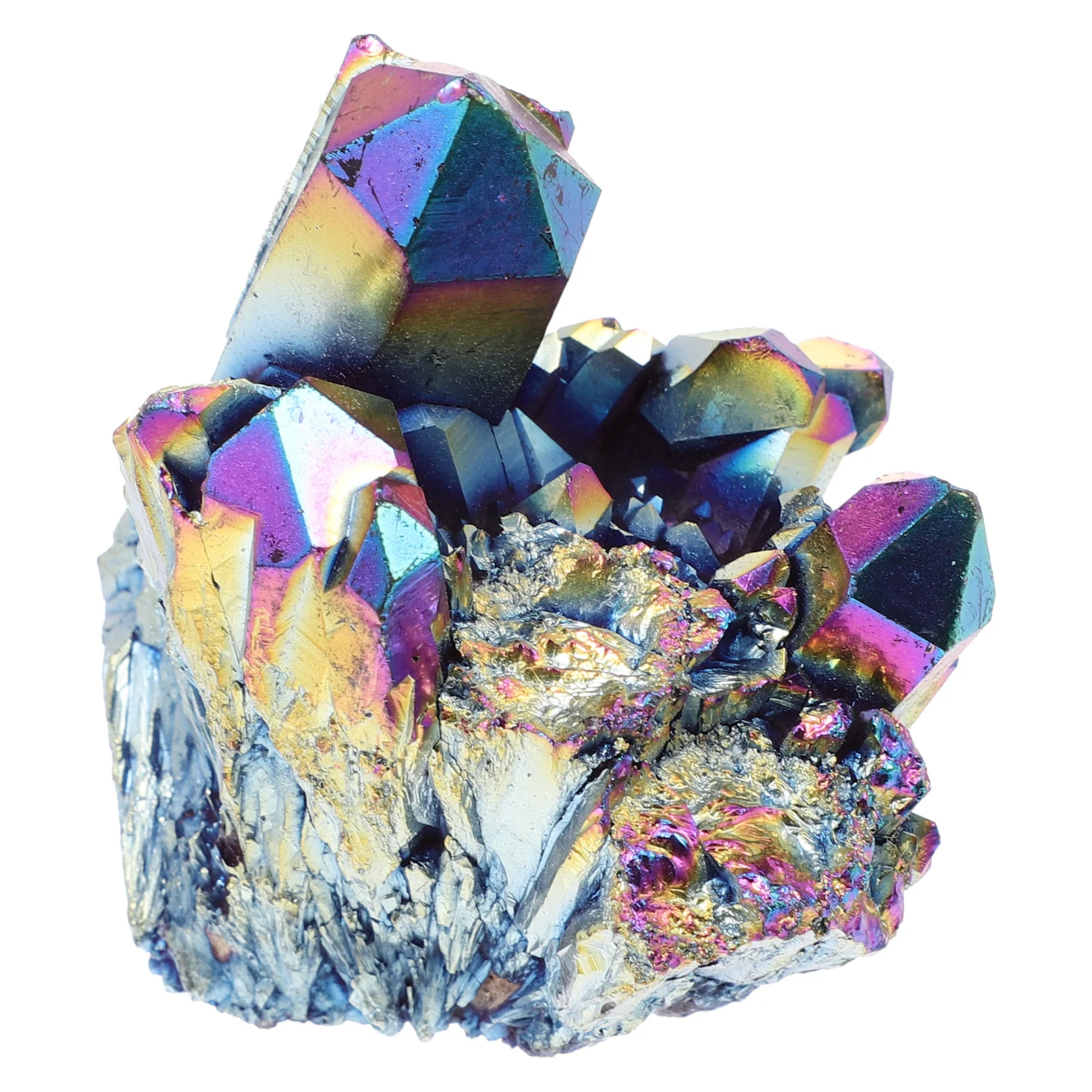 

Rainbow Crystal Cluster Decor White Electroplating Feng Shui Ornament For Home Tabletop Desktop Decoration Energy