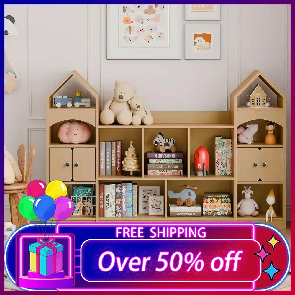 

Castle Shape Children's Bookshelf, Kids Toy Storage Organizer Kids Bookcase Display Case Multifunctional Storage Cabinet