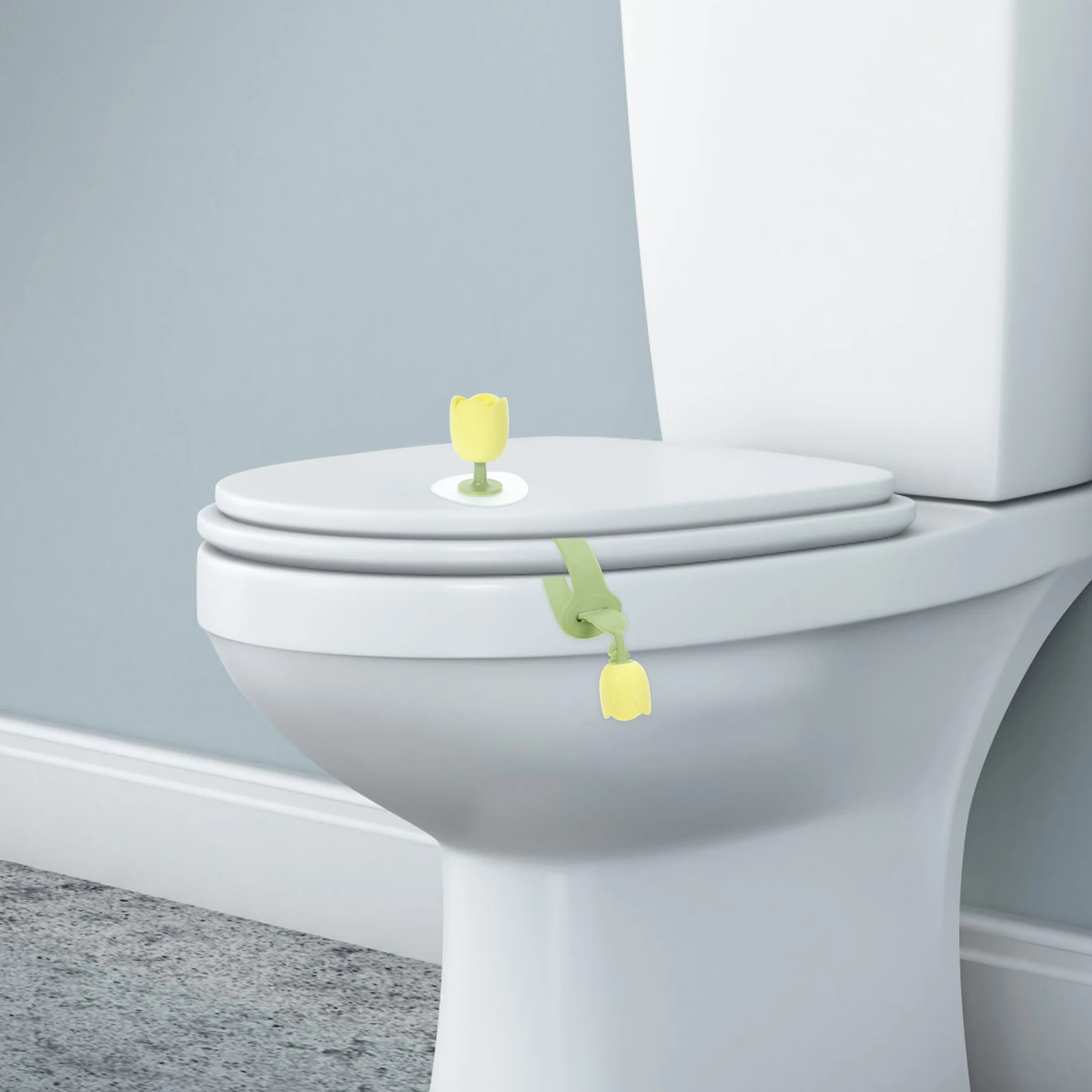 

1 Set Silicone Lid Reusable Bathroom Decorative Cover Adhesive Lift Portable Tool Household Lid Creative Toilet Handle Lavatory