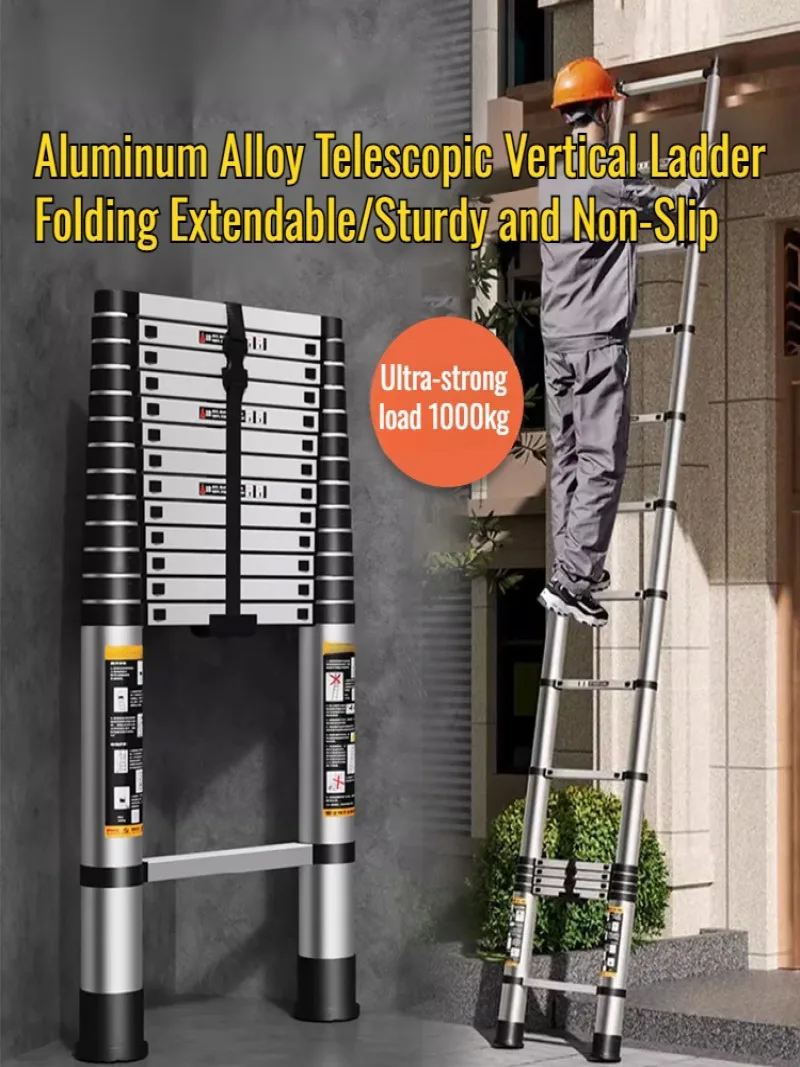 Folding Ladder Thickened Stainless Steel Telescopic Ladder Concealed Telescopic Folding Ladder StepOperation Folding Ladder