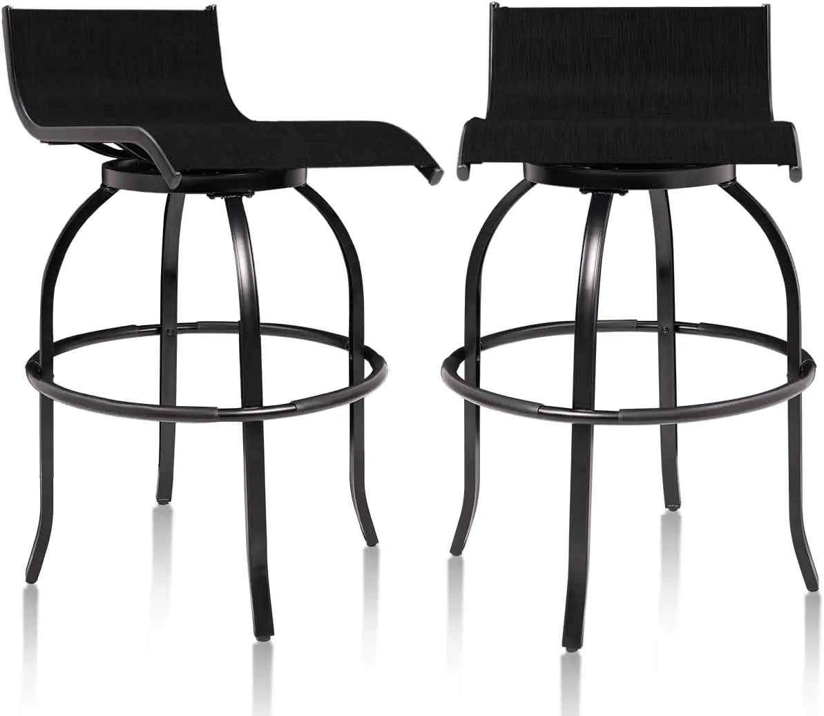 Sundale Outdoor Swivel Bar Stools Set Of 2, 32 Inch Seat Height Tall Chairs With Back Armless, Patio Bar Height Sling