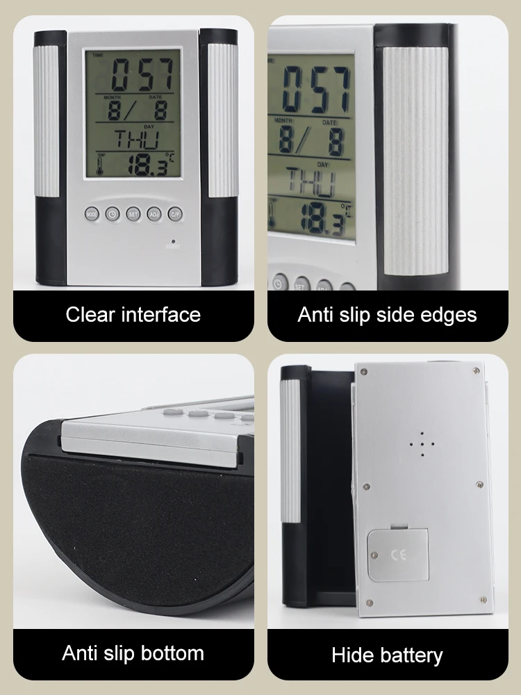 Perpetual Calendar Pen Holder Anti Slip Base Date Time Display Temperature Detection Desktop Storage Decorative Clock Pen Holder
