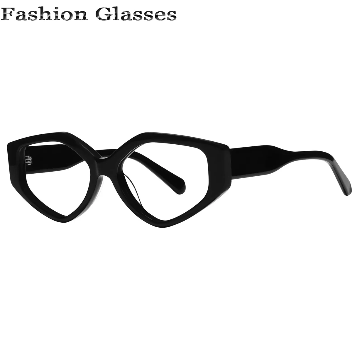 FYTOO Unisex Stylish Geometric Black Frames - Comfortable Acetate, Smooth Sleek Design, Great for Surprises, Removable Lenses.