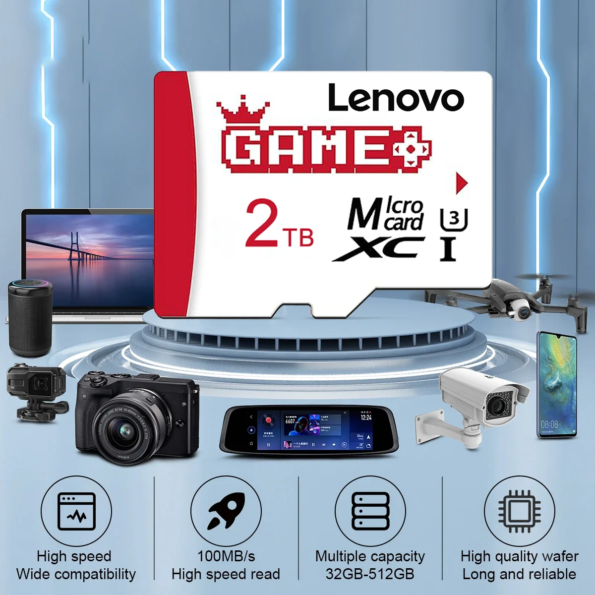 

Карта памяти Lenovo SD 1TB Micro TF SD High-Speed Flash Memory Card Class 10 для ПК и приложений 128 ГБ 256 ГБ 512 ГБ