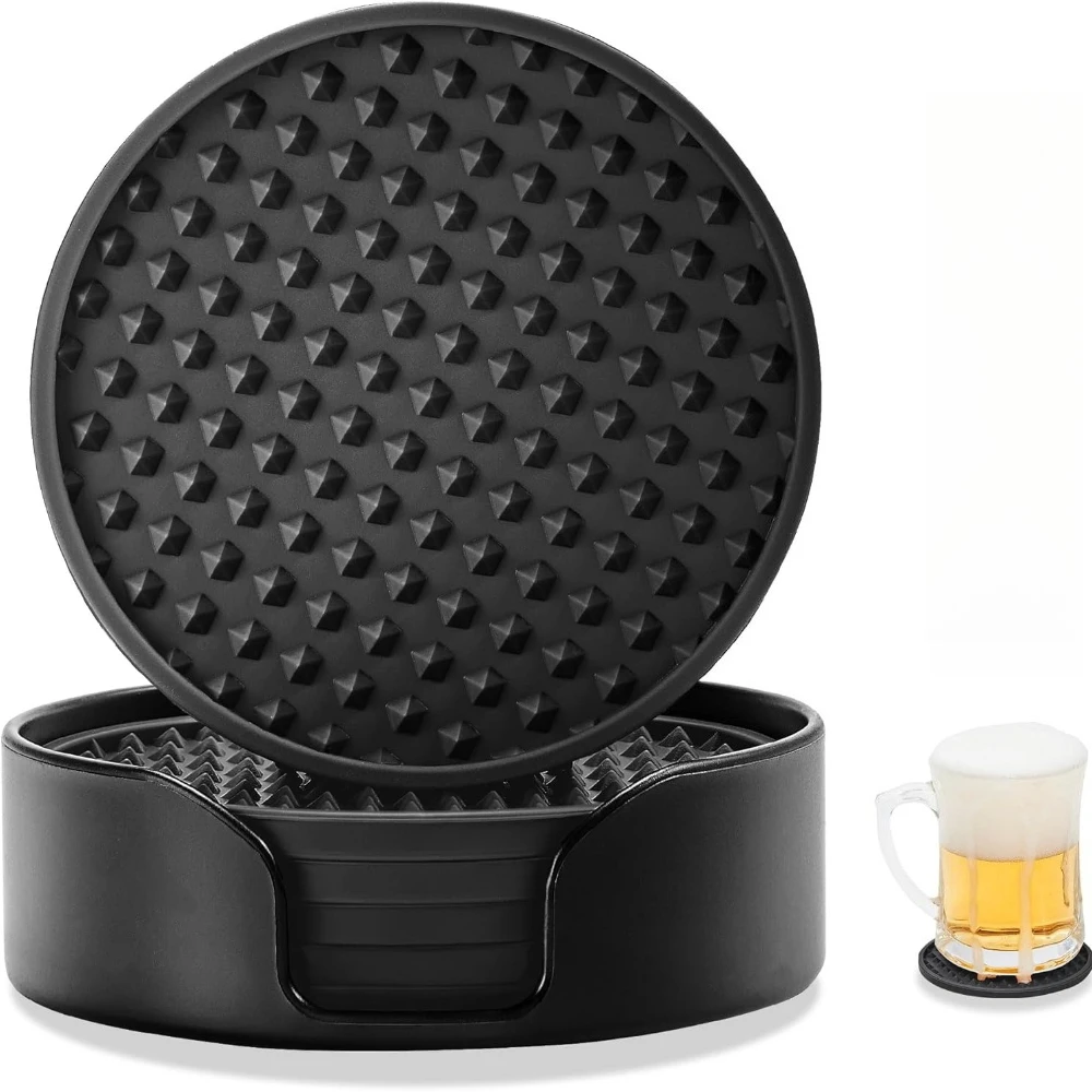 Silicone Drink Coasters Heat Resistant Cup Dish Drying Mat Tabletop Protection Nonslip Scratch Proof Cup Mat for Hot Cold Drinks