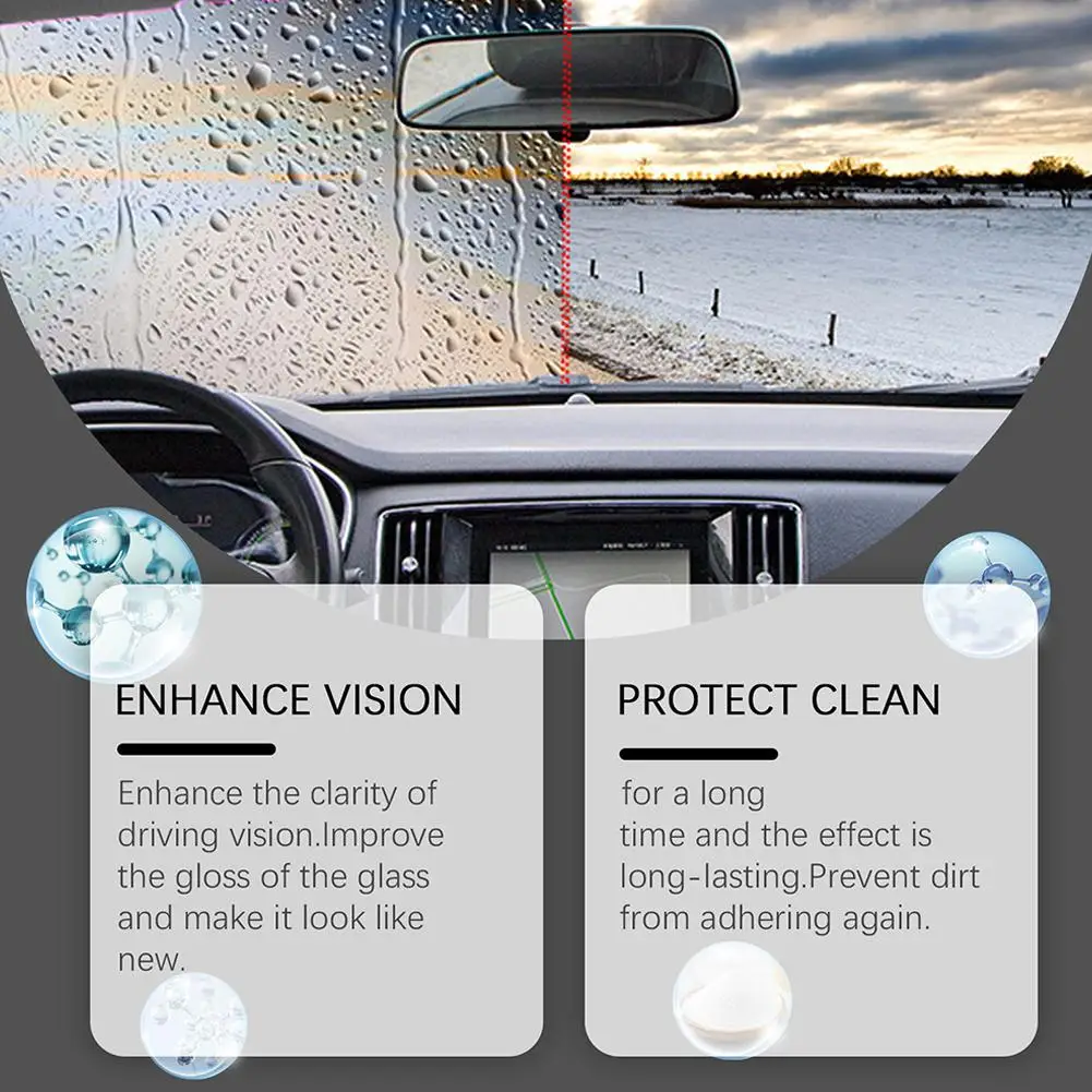 150ml Automotive Glass Oil Film Remover Windshield Cleaner Vision Clean Efficient Fast Performance Trace Clear Without Use U9H6