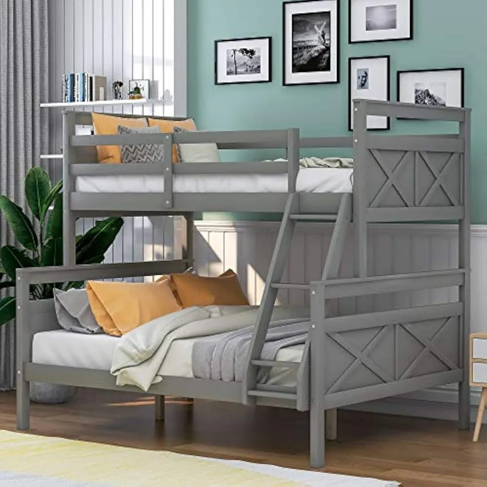 

Bunk Beds, Detachable Bunk Bed Frame with Safety Rail and Ladder, Bunk Bed for Bedroom, Teens Dormitory, Guest Room