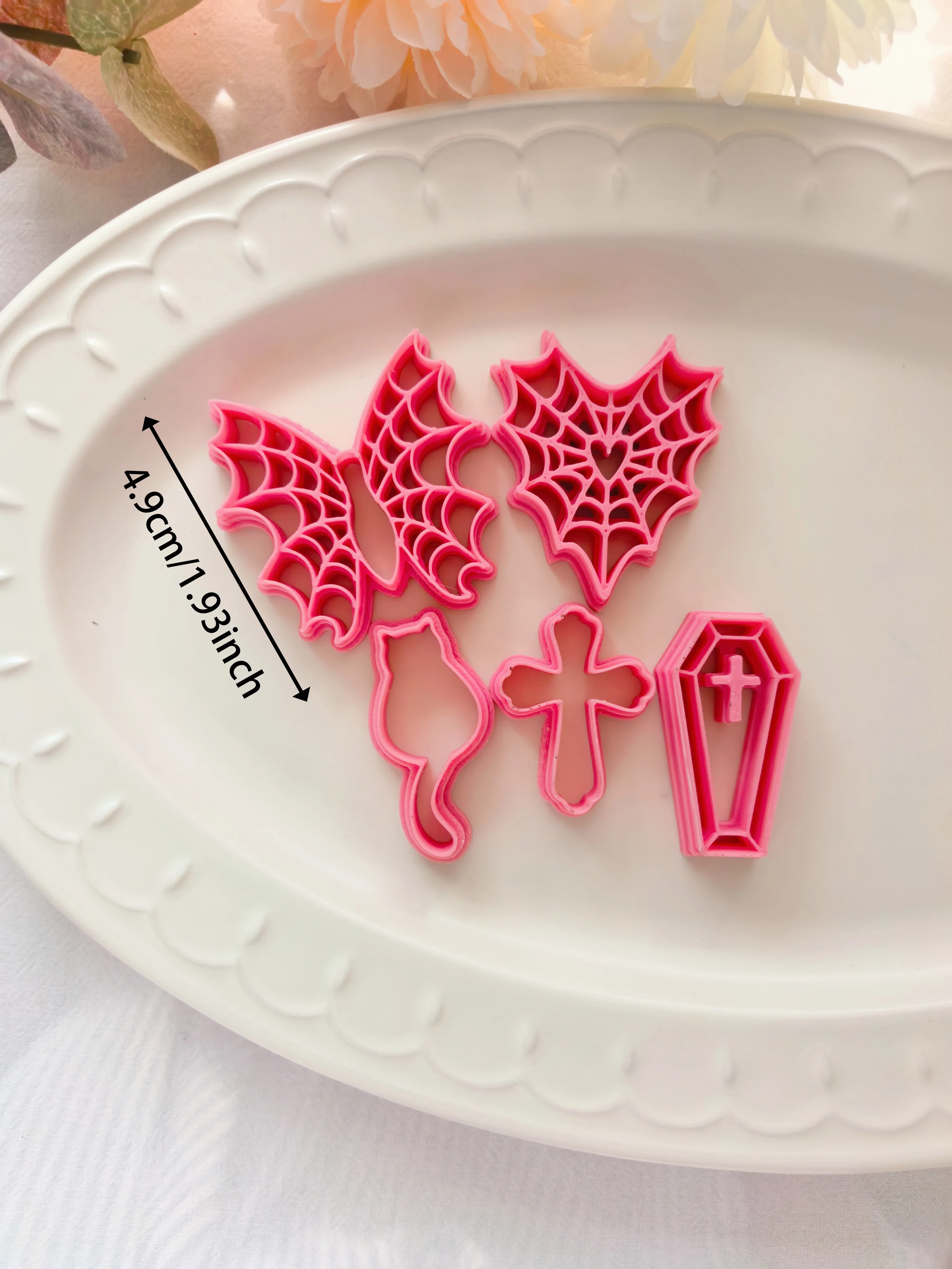 Halloween Serie Polymer Clay Cutter Bat Spider Web Cat Cross Coffin Shape Clay Cutting Dies, DIY Jewelry Making Tool For Earring