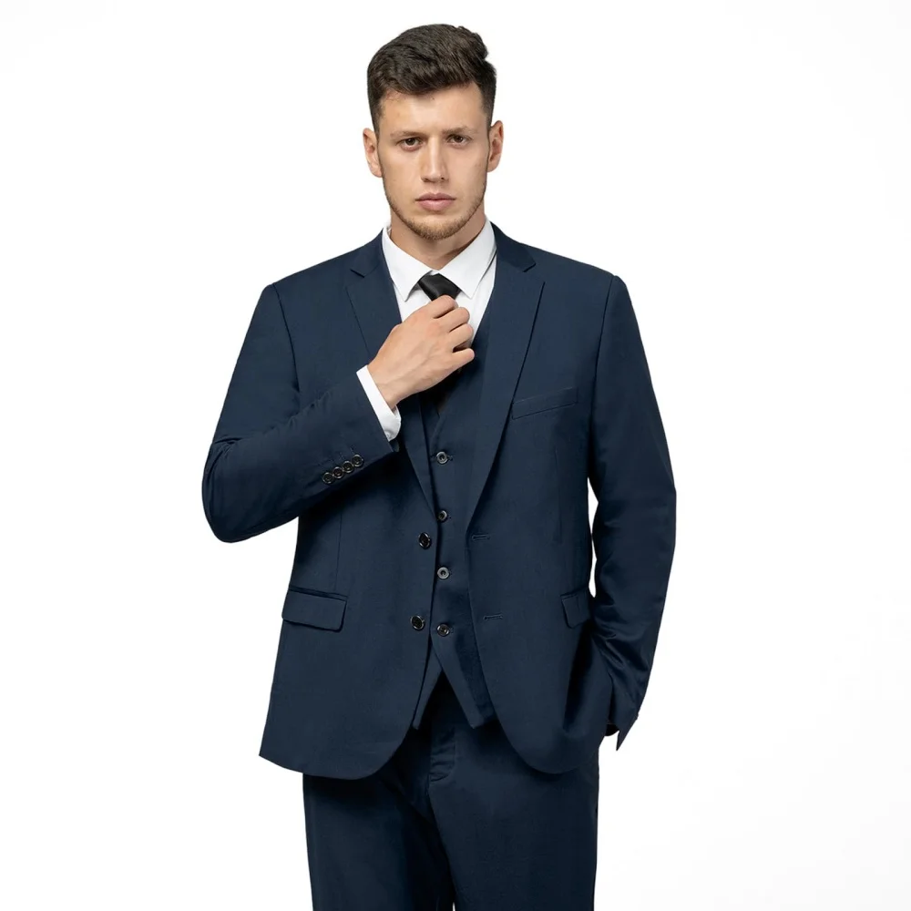 

High Quality Solid Business Men Suits Slim Fit Male Clothing Elegant Wedding 3 Piece Jacket Vest Pants Sets for Business Party