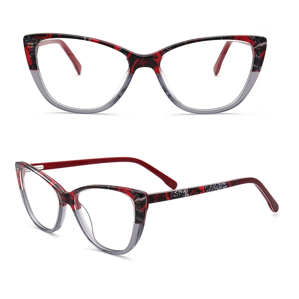 

Fashion Vintage Light Glasses Multicolor Acetate Red Grey Glasses Frames Women Cat Eye Glasses Frames for Women Customize Lenses