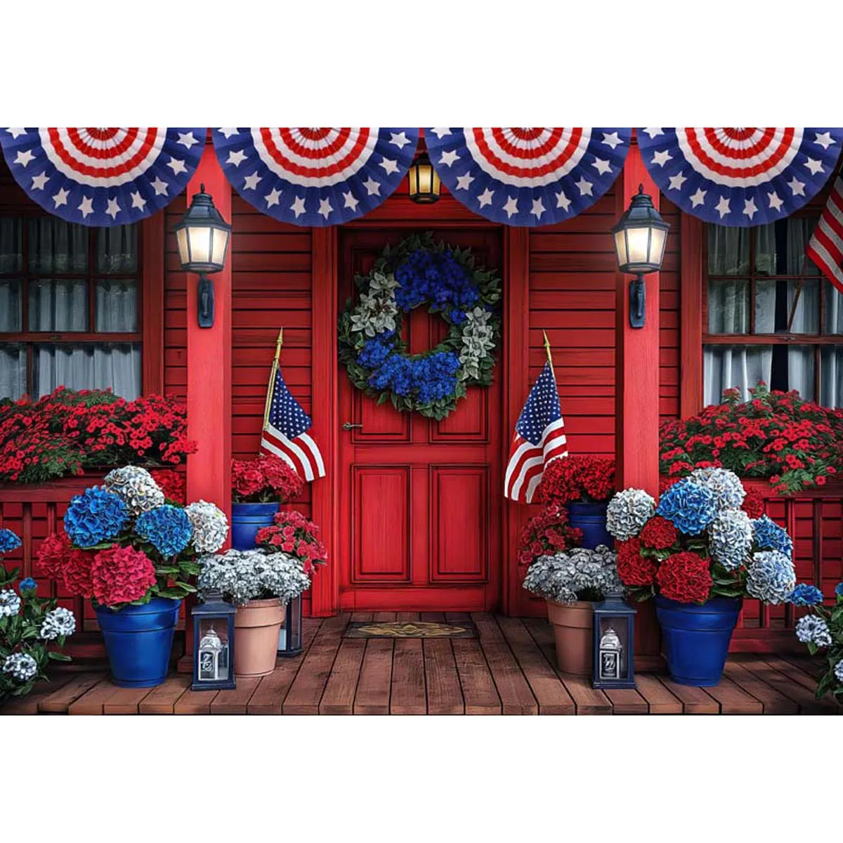 

Allenjoy 4th Of July Wreath and Flags Backdrop