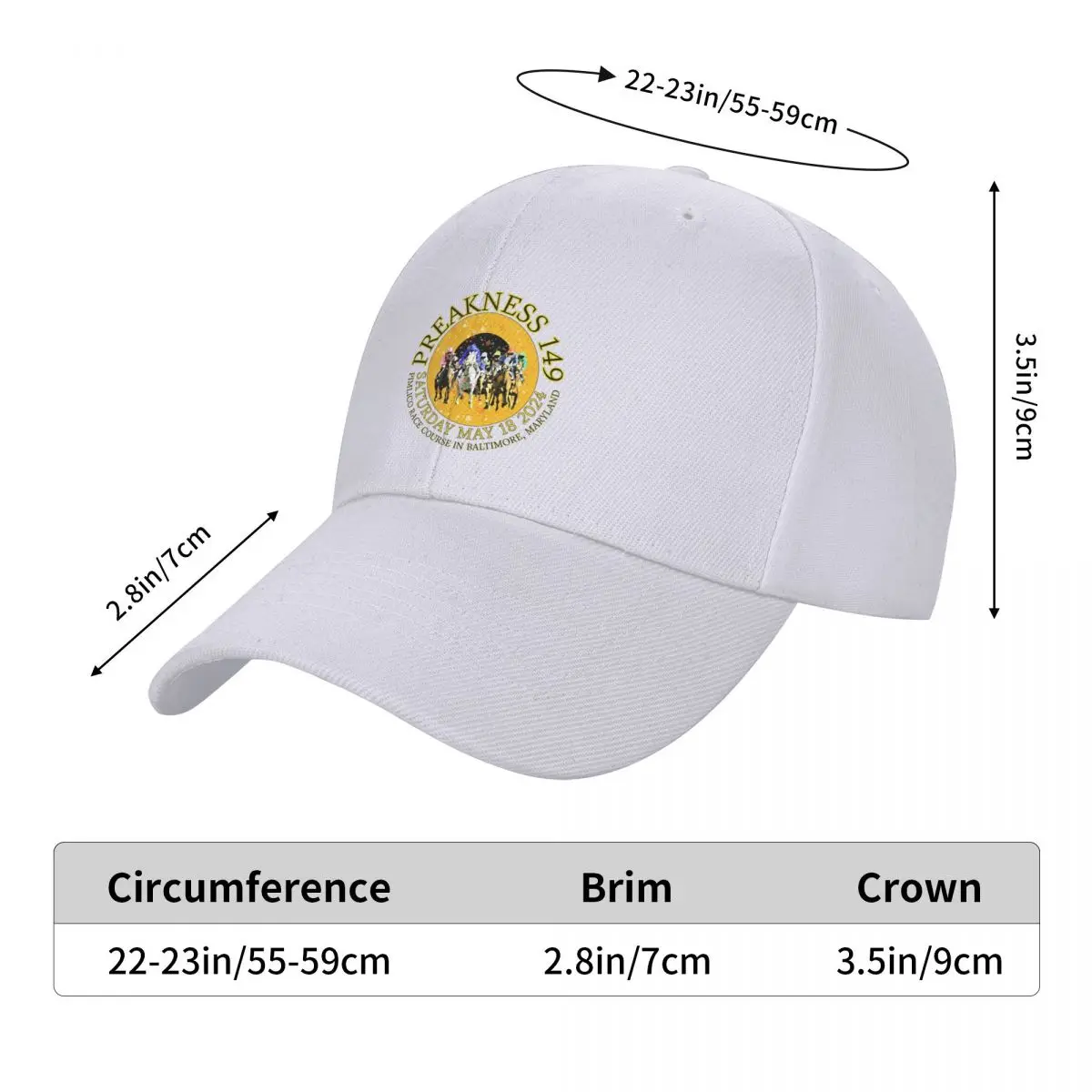 149th Preakness Stakes 2024 design Baseball Cap Military Cap Man Hood Icon For Men Women's