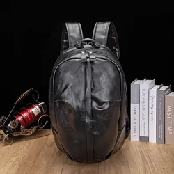 Vintage Leather Backpack Casual Daypack Backpacks for Men Women 14 inch Laptop Bag Large Capacity Travel Hiking Camping Rucksack