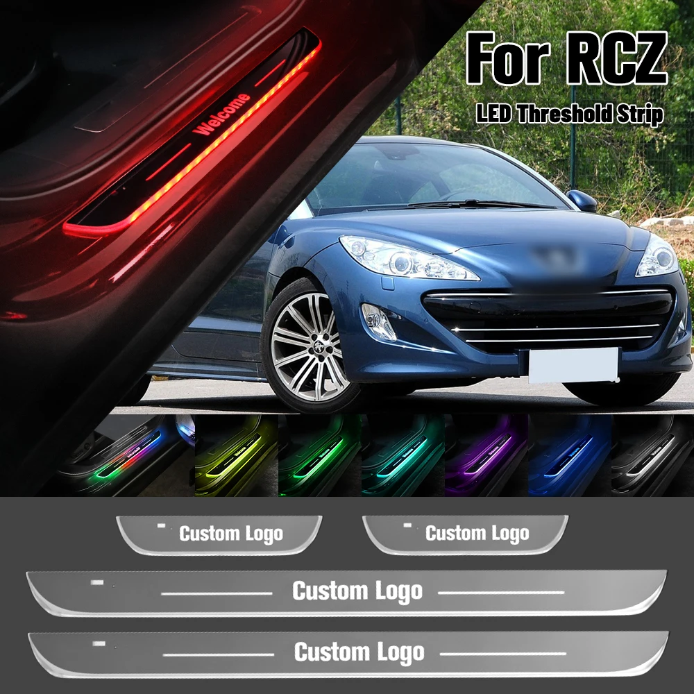 Dla Peugeot RCZ 2009-2016 światło uszczelka do drzwi samochodu Logo na zamówienie 2012 LED 2013 2014 2015 akcesoria do Lamp progowy