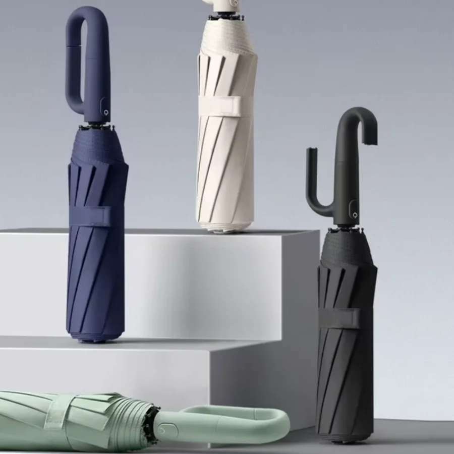 

105cm Reinforce Ring Clasp Fully Automatic Umbrella for Men and Women, Folding, Windproof, Strong, Waterproof, Sturdy, Sunscreen