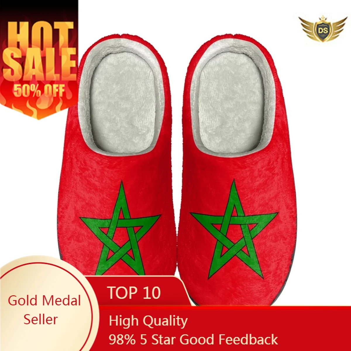 

Fashion Morocco Flag Design Women Indoor Slippers Winter Home Flat Shoes Slides for Bedroom Comfortable Non-slip Couple Footwear