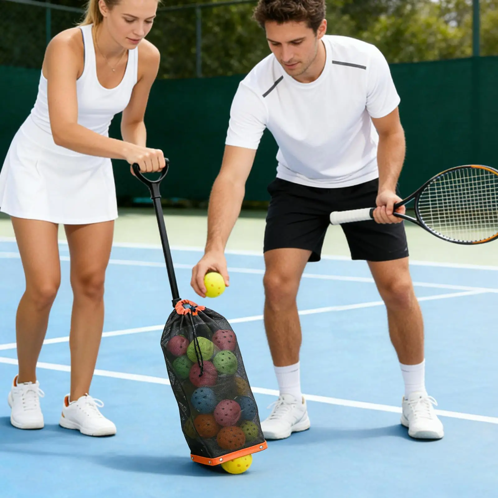 

Pickle Ball Retriever Telescopic Handle Adjustable Compact Tennis Ball Retriever Basket for Men Women Boys Girls Youth Teens