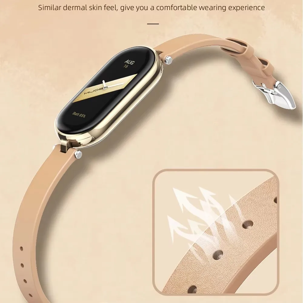 Mi Band 10 9 8 Strap Watchband for Xiaomi Smart Band 8 Wristband Ladies Girls Small Wrist  PU Leather Mi Band 9 Strap Correa