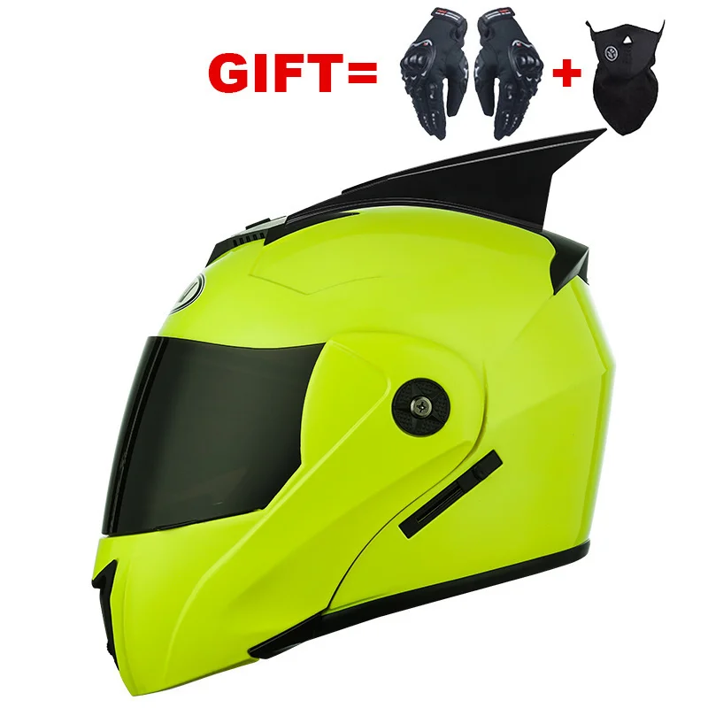 Flip Up Motorcycle Helmets With Ear Dual Lens Full Face Modular electric Motocross Helmet Unisex Racing For Adults casqu scooter