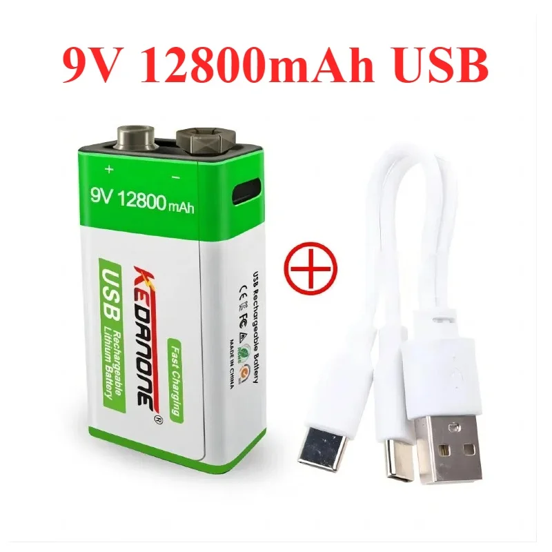 

2024 New 9V Battery 6600mAh USB rechargeable Li-Ion Battery is suitable for Camera Toy Multimeter Remote Control KTV Microphone