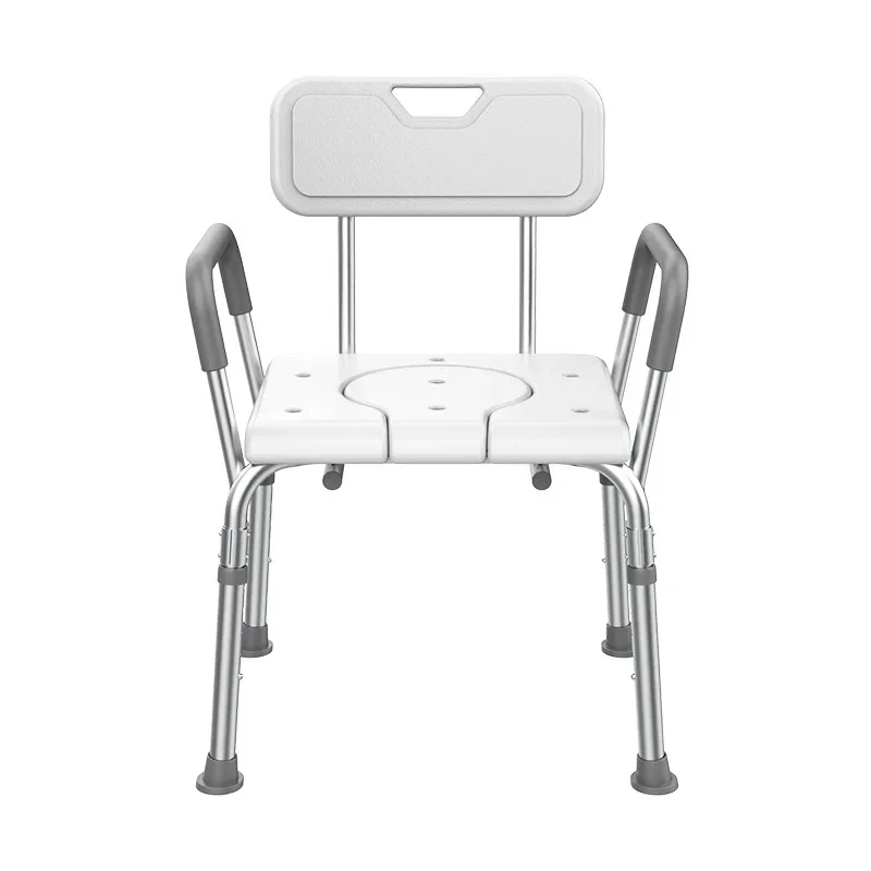 

Portable Bath Chair Elderly Shower Chairs Aluminum Alloy Bath Stool Adjustable Height Bathroom Stool with Armrests Backrest