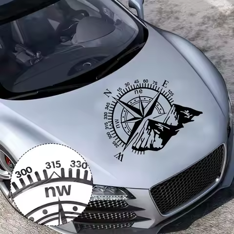 Hood Car Sticker Mountain-Compass Large Vinyl Car Bonnet Side Stickers Van Decal Camper Caravan Car Decoration Covering Film