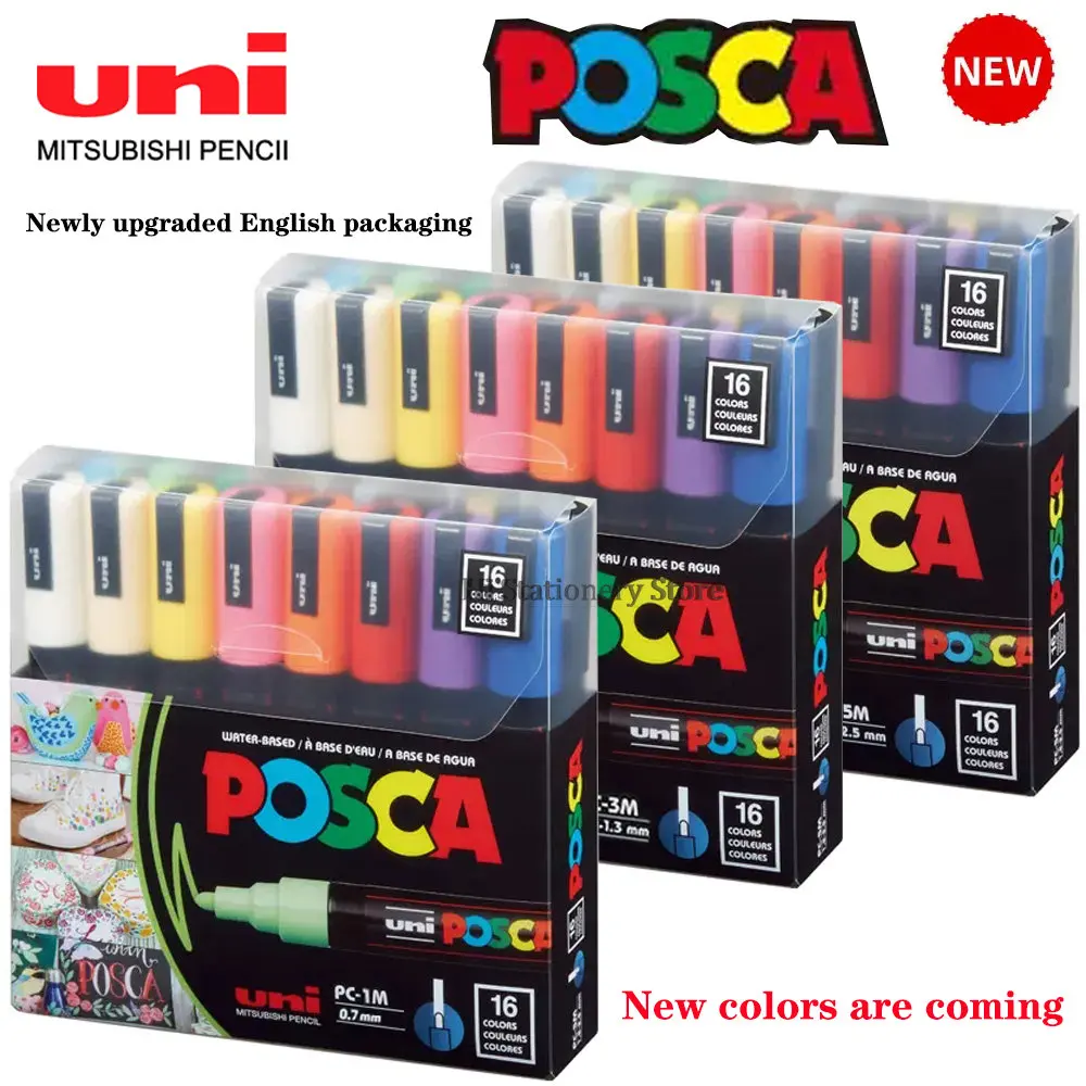 

New UNI POSCA Markers Set PC-1M/3M/5M Permanent Acrylic Paint Pen Quick Dry Graffiti Painting Art Supplies Japanese Stationery