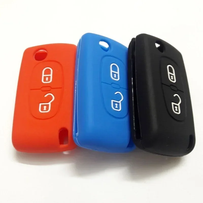 Capa de silicone para chave remota de carro, capa protetora para citroen c2 c3 c4 c5 berlingo picasso para peugeot 207 807 306