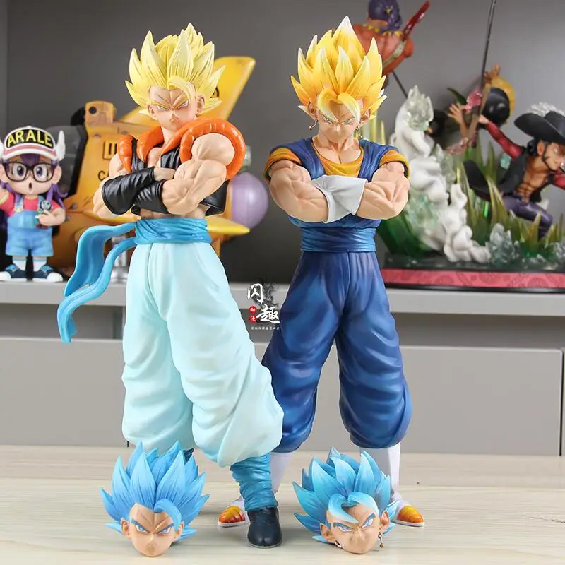 Action Figure Dragon Ball Z Vegetto with Two Heads Anime DBZ Gogeta Figuras 30cm Manga Figurine GK Statue Model Ornament Kid Toy