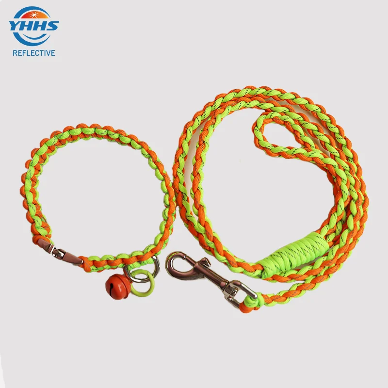 120cm Reflective Dog Leash Durable Double Color High Visibility Dog Collar Safety Reflective Design for Night Walking