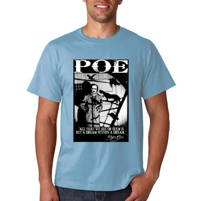 

The Walking Dead T Shirt Red T-Shirt EDGAR ALLAN POE Men Fashion Short Sleeve